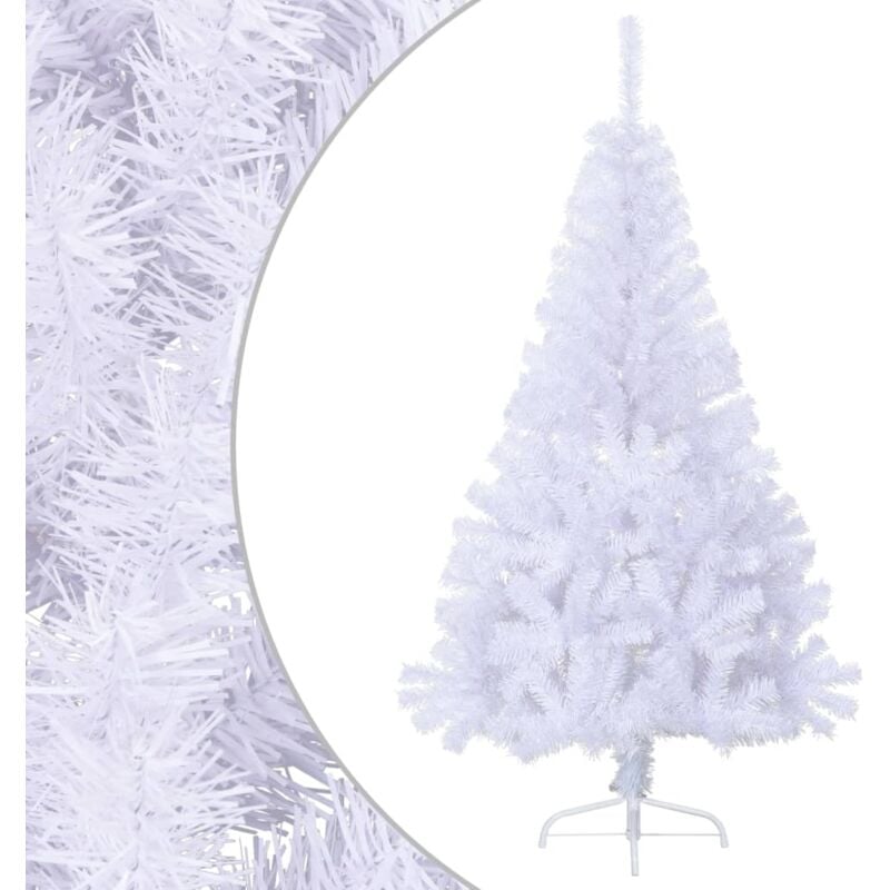 Medio árbol de Navidad artificial con soporte PVC blanco 120 cm vidaXL