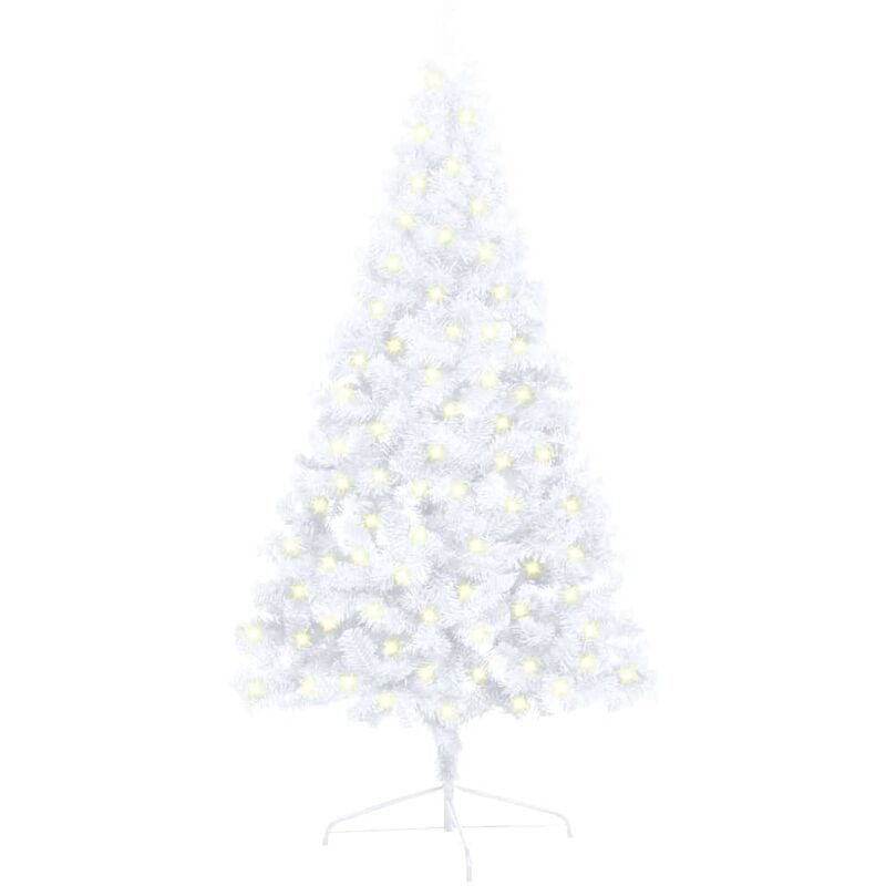 Medio árbol de Navidad artificial LED soporte PVC blanco 120cm vidaXL