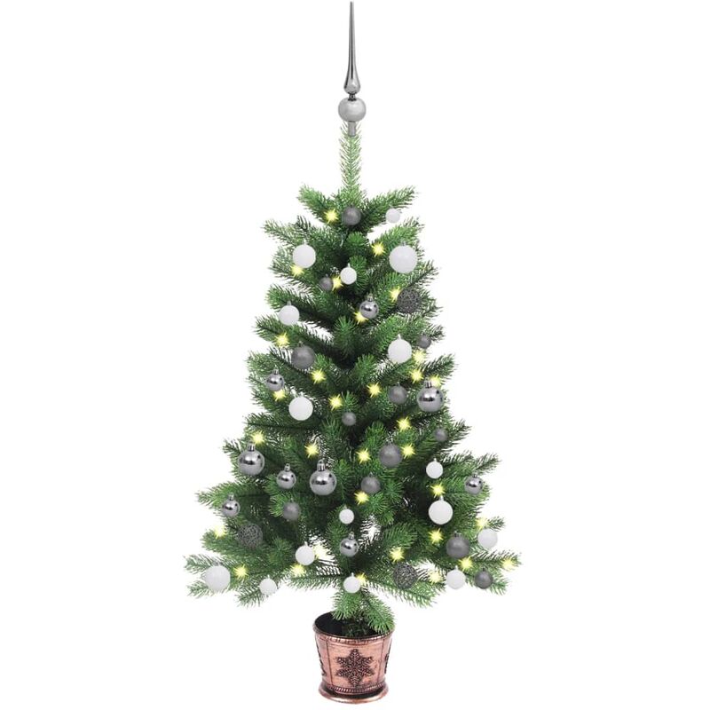 Árbol de Navidad artificial con LEDs y bolas verde 65 cm vidaXL