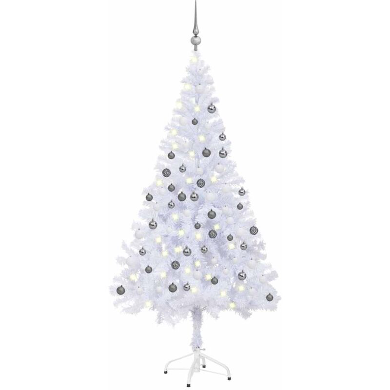 Medio árbol de Navidad artificial LED y bolas 230 ramas 120 cm vidaXL