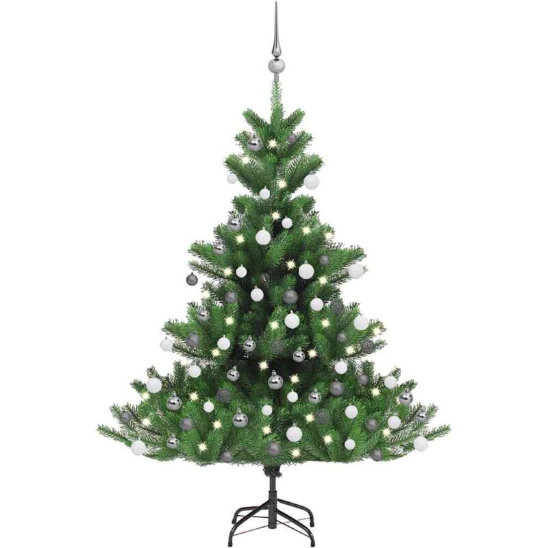 Árbol de Navidad artificial Nordmann Fir LED bolas verde 120 cm vidaXL