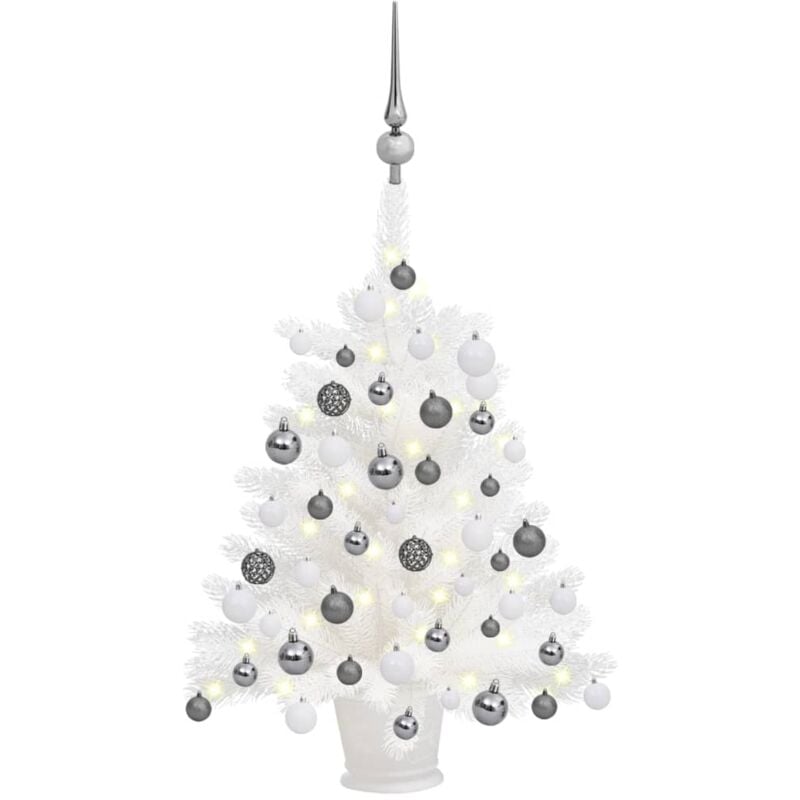 Árbol de Navidad artificial con LED y bolas blanco 65 cm vidaXL