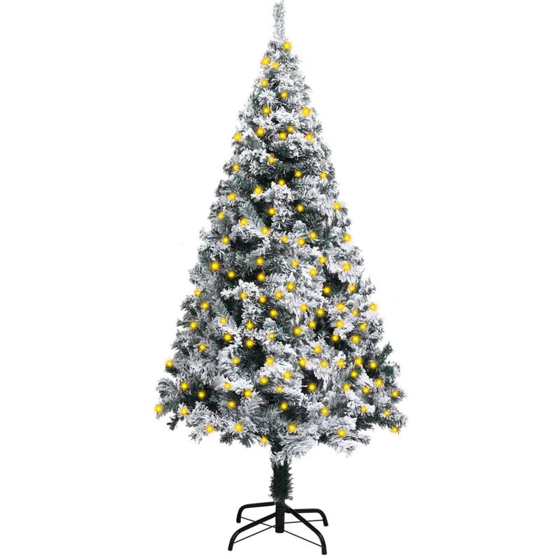 Árbol de Navidad artificial LED y nieve flocado verde 120 cm vidaXL