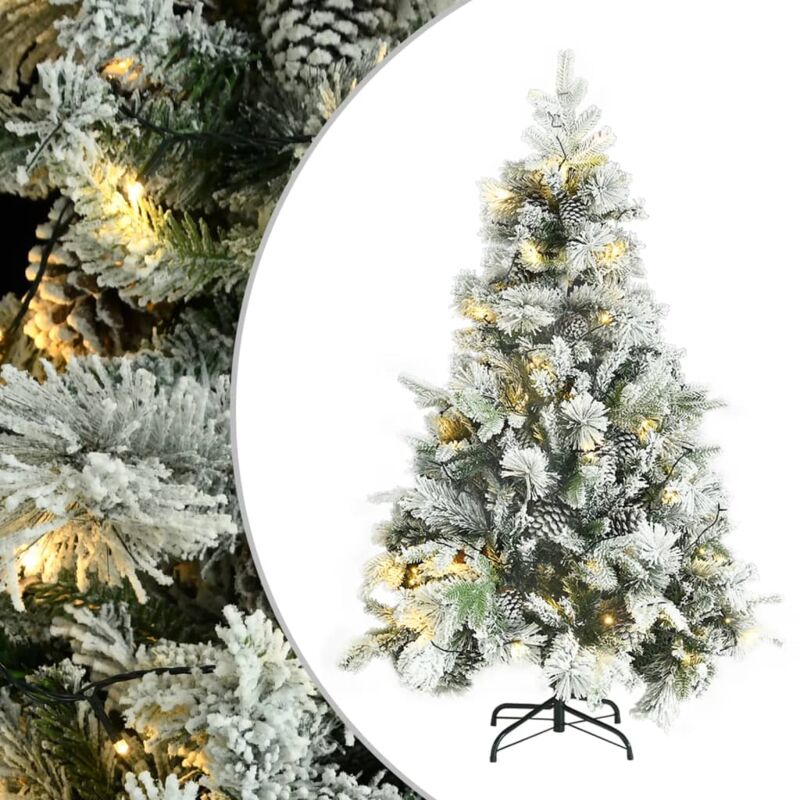 Árbol de Navidad con nieve flocada LED conos PVC y PE 150 cm vidaXL