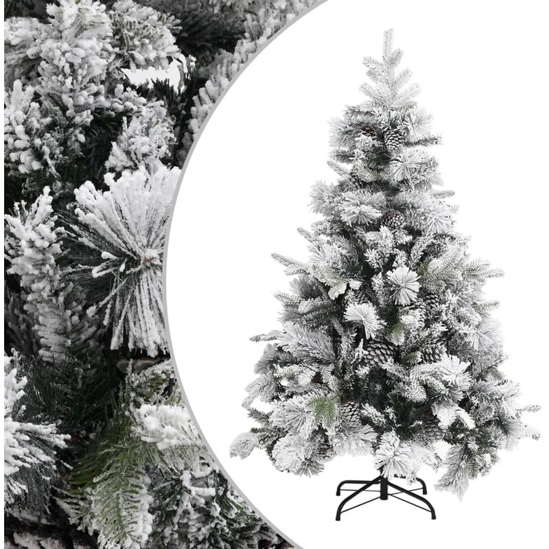 De Navidad Con nieve flocada y piñas pvc pe 150 cm vidaxl verde 110x225