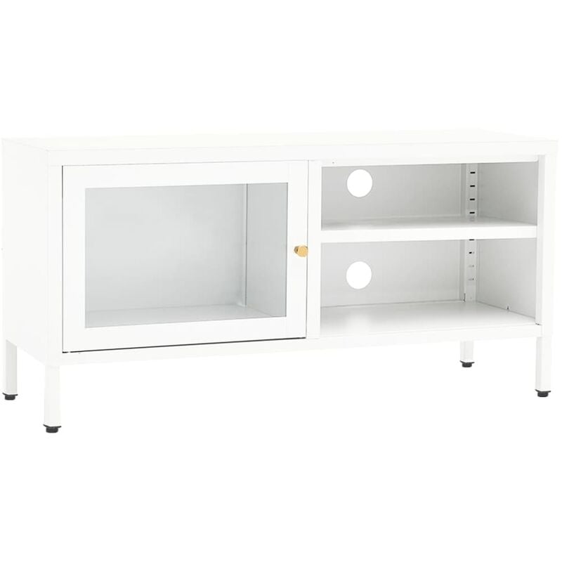 Mueble Para El televisor acero y vidrio blanco 90x30x44 cm vidaxl de