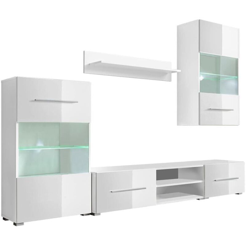 Juego de muebles de salón 5 piezas con iluminación LED blanco vidaXL