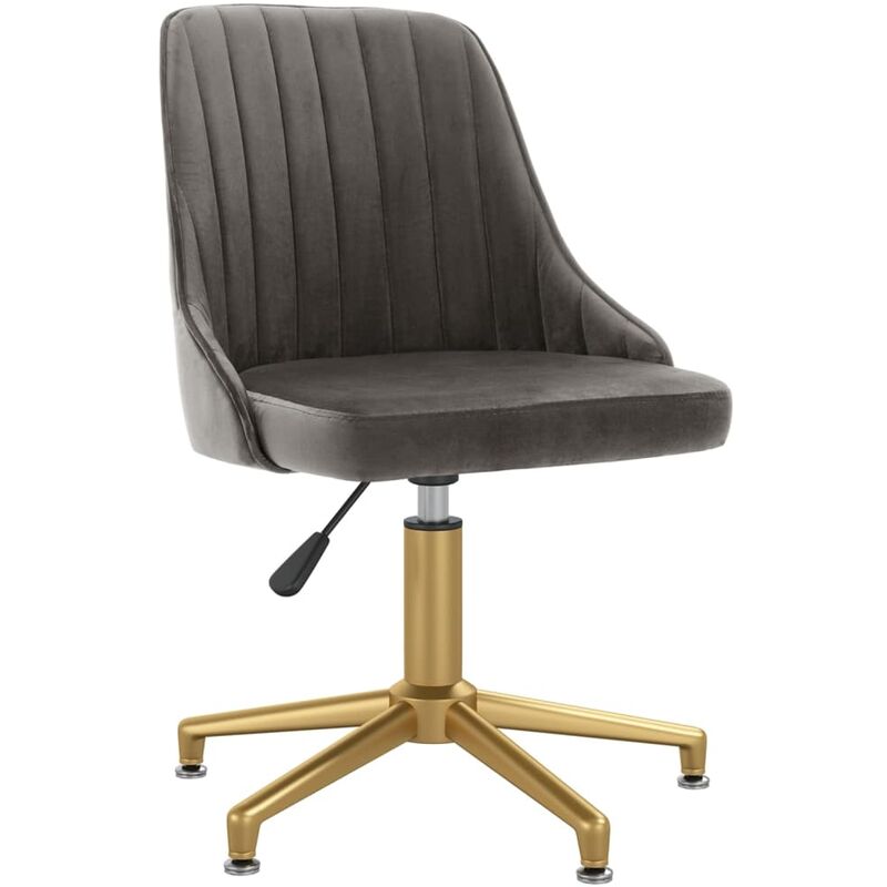 Silla de oficina giratoria de terciopelo gris oscuro vidaXL