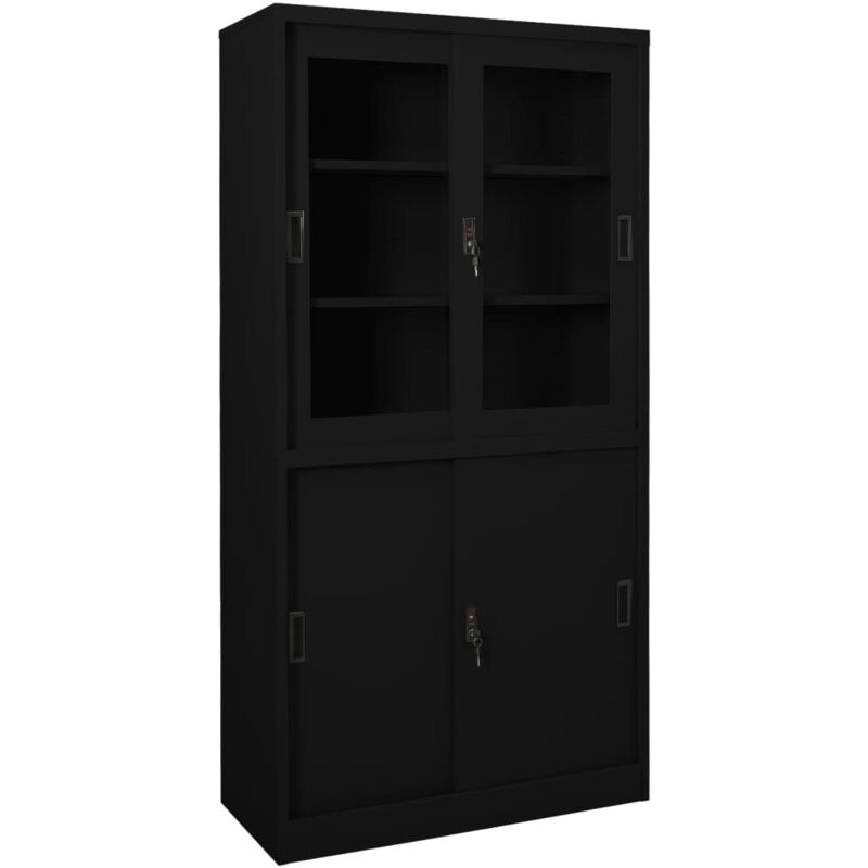 Armario De Oficina con puerta corredera acero negro 90x40x180cm vidaxl 90x40x180