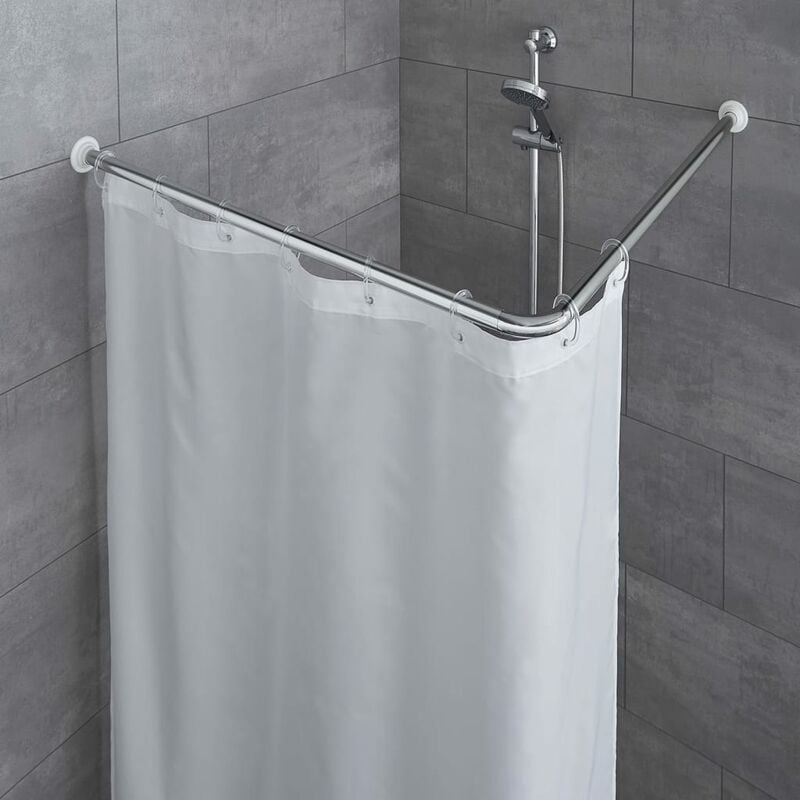 Barra para cortina de ducha o bañera extensible sin taladrar en Aluminio  KRETA 75-125cm Blanco