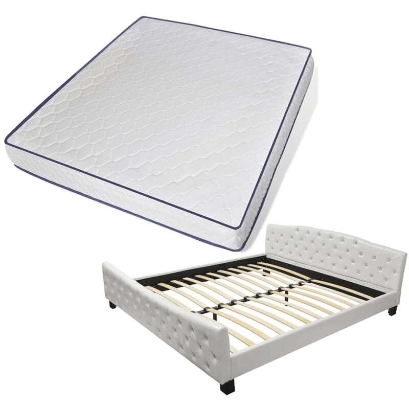Cama Espuma Vidaxl 274678 blanco cuero artificial compatible con 180x200 cm de matrimonio 180x200cm
