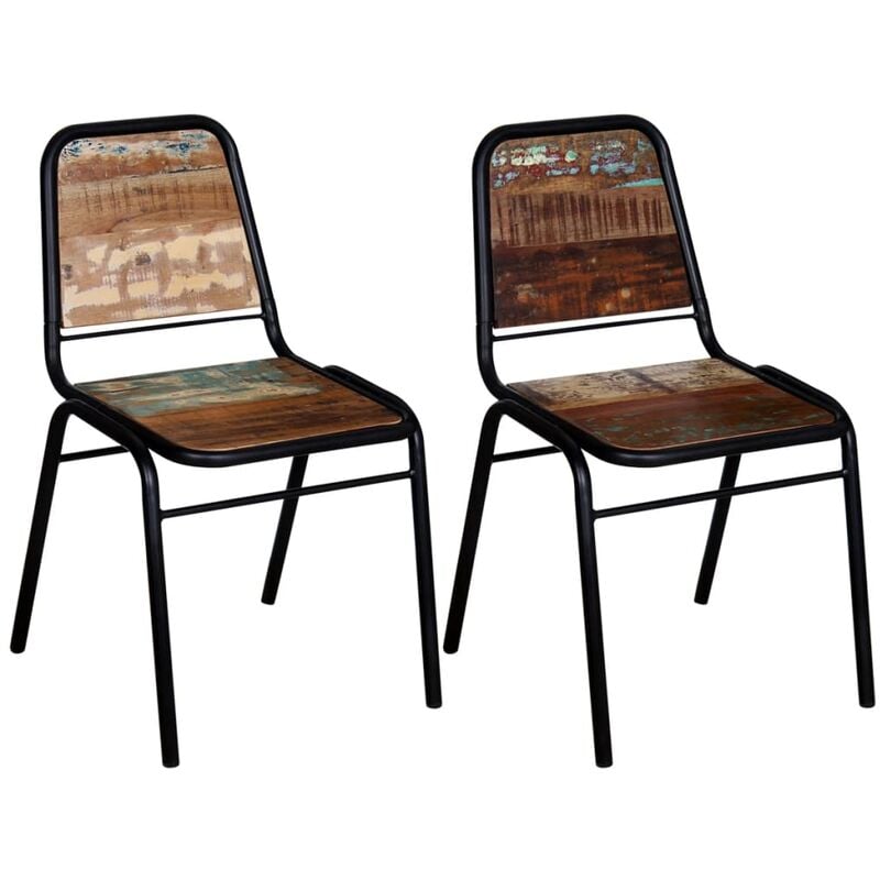 Vidaxl 2x Sillas comedor 44x59x89 cm madera reciclada banco asiento taburete conjunto 2 de 244246