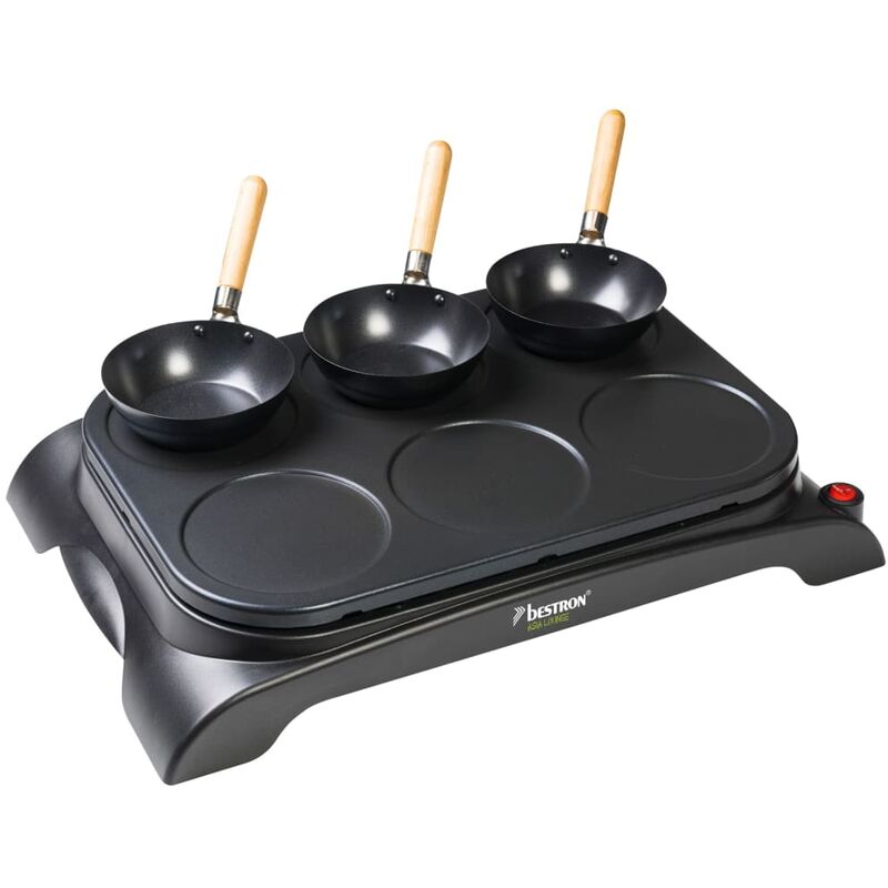 Juego de Wok y crepera para 6 personas AWS600 negro 1000 W Bestron