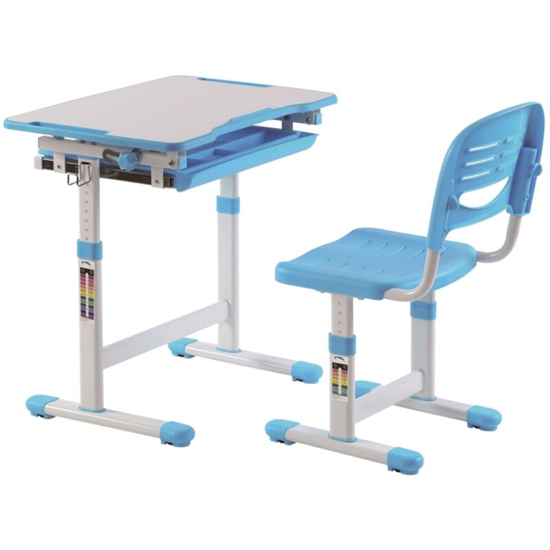 Escritorio niños regulable Comfortline 201 y silla azul blanco Vipack