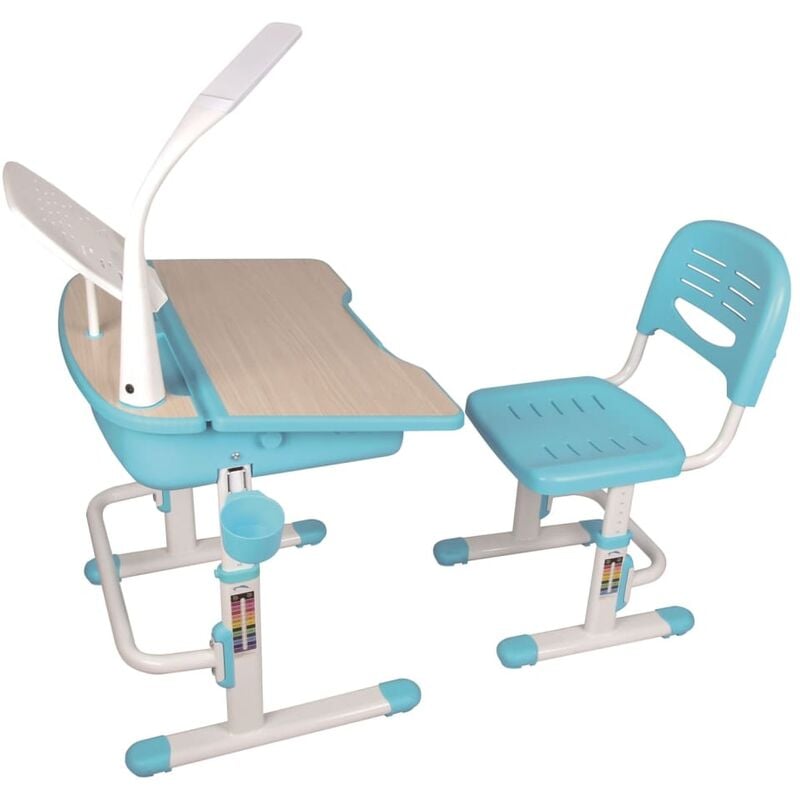 Escritorio niños regulable Comfortline 301 y silla azul blanco Vipack