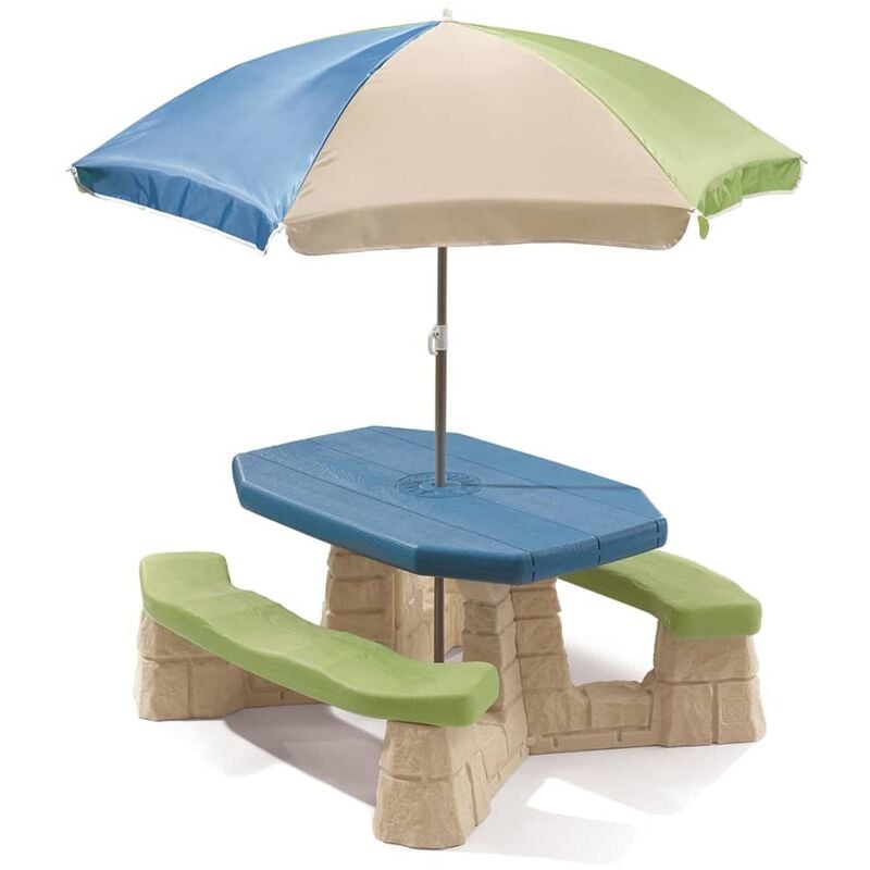 Mesa Step2 Multicolor 109.2x103.5x182.9 cm de picnic con sombrilla aqua