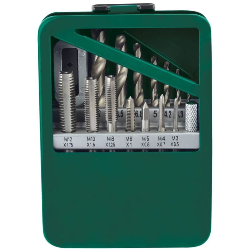 Brüder Mannesmann Werkzeuge m53215 tap drill bit set 15 pieces green silver juego de terrajas