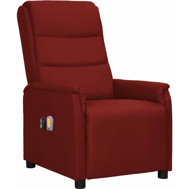 Sillón reclinable de masaje eléctrico cuero sintético rojo vino vidaXL