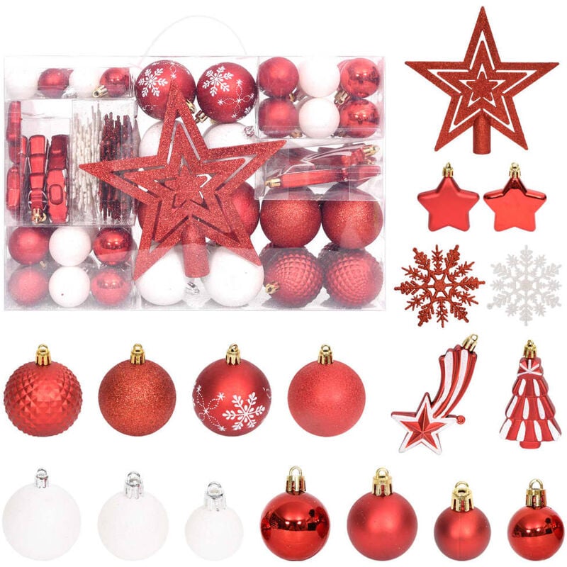 Juego de adornos de navidad de 108 piezas rojo y blanco vidaXL