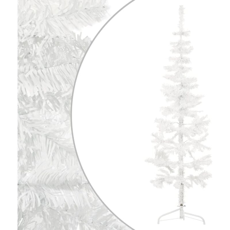 Medio árbol de Navidad artificial con soporte blanco 120 cm vidaXL