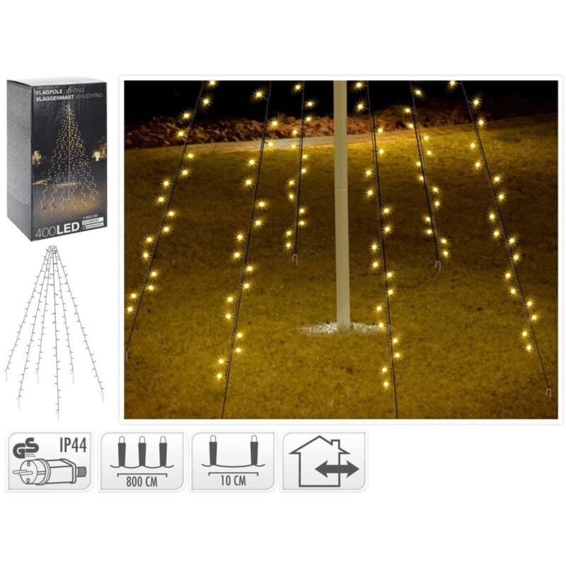 Luz de asta de bandera de Navidad con 400 LEDs 800 cm Ambiance