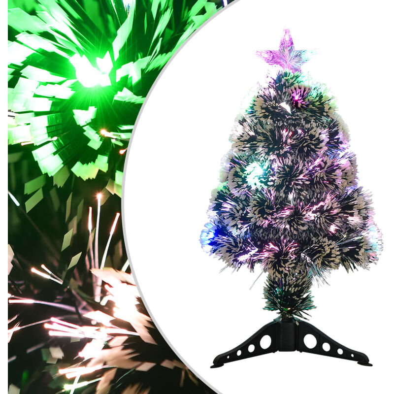 Árbol de Navidad con LED fibra óptica verde y blanco 64 cm vidaXL