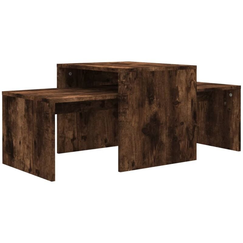 Set mesas centro madera contrachapada roble ahumado 100x48x40cm vidaXL