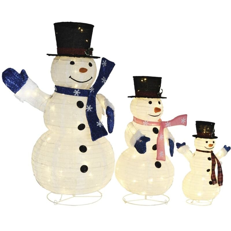 Muñecos Nieve Decorativos navidad con led tela lujosa vidaxl