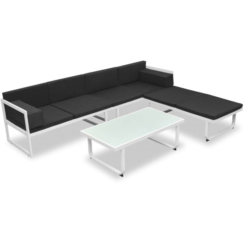 Set de muebles de jardín 4 piezas y cojines aluminio negro vidaXL