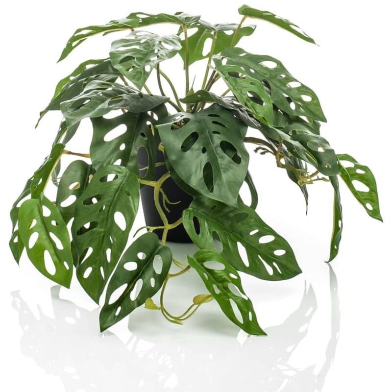 Planta Artificial Monstera con Maceta Decorativa de 21 Hojas Ø16x100 cm  Verde