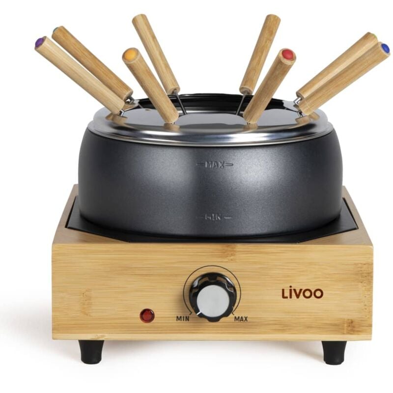 Olla de fondue para 8 personas negro y madera 2 L 800 W Livoo