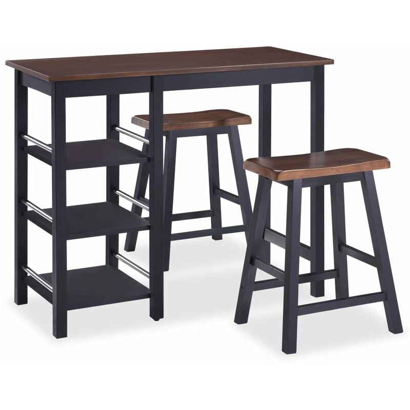Vidaxl Set Muebles bar 3 piezas negro mobiliario mesa silla alta cocina conjunto de mdf madera 108 48 90.8