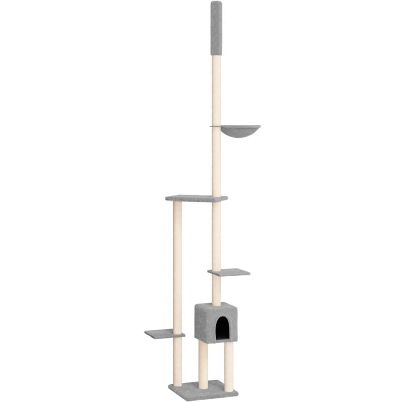 Árbol rascador gatos suelo a techo gris claro 258,5-284,5 cm vidaXL