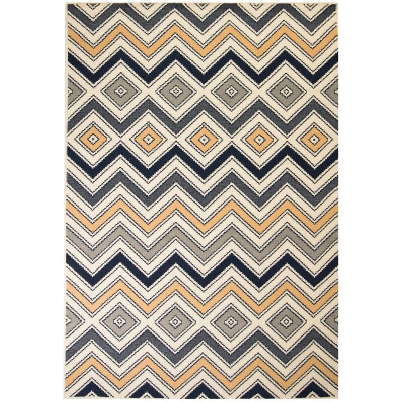 Alfombra moderna estampado zigzag marrón/negro/azul 80x150 cm vidaXL