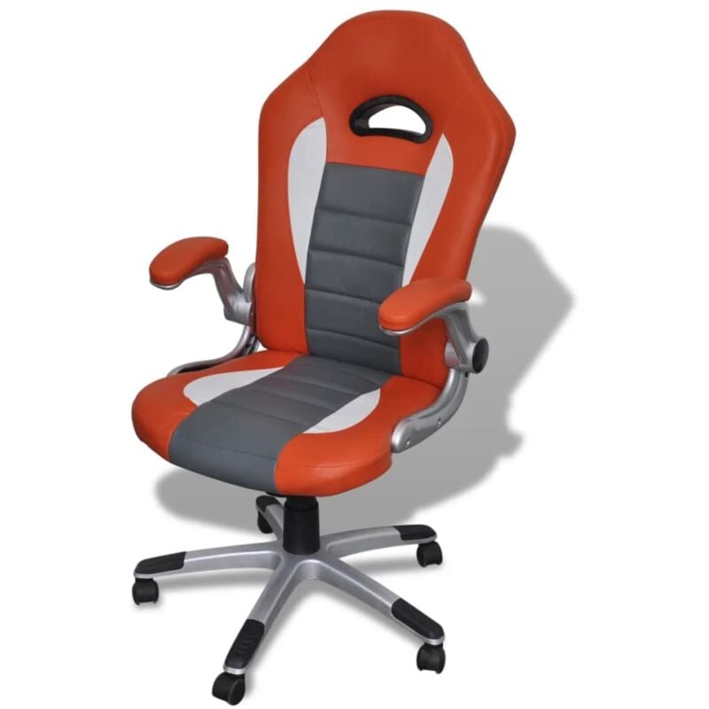 Silla De Oficina De Cuero Diseño Moderno Naranja vidaXL