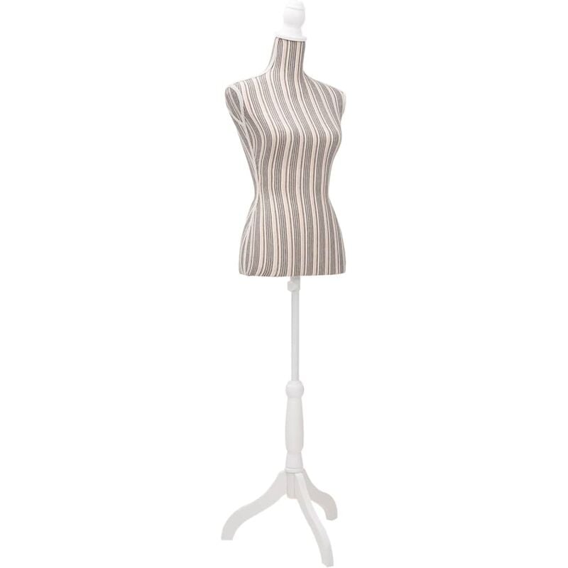 Maniquí de busto de mujer algodón blanco con rayas vidaXL