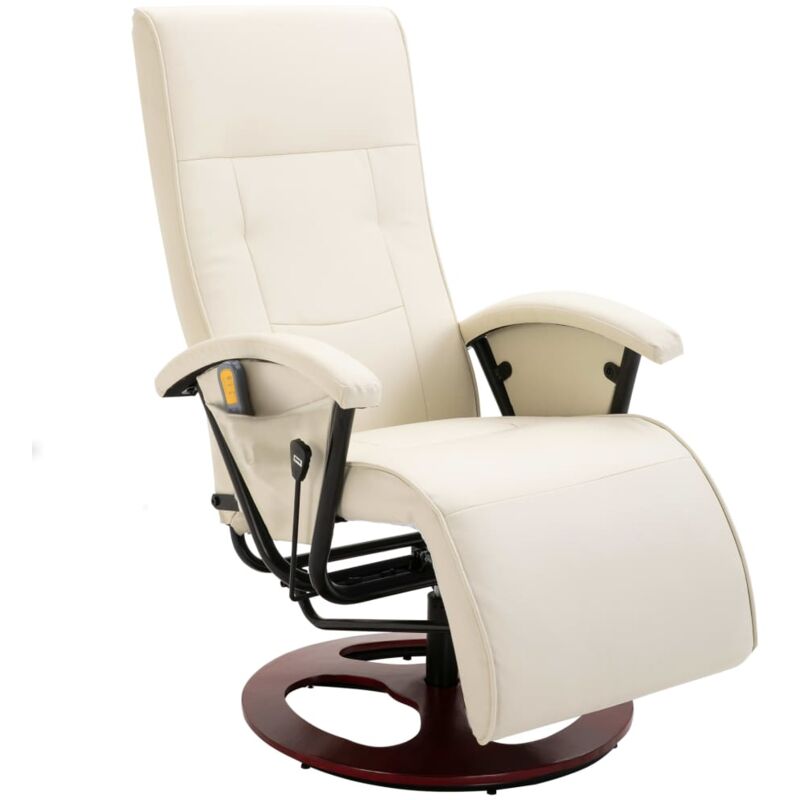 Sillón de masaje de cuero sintético blanco crema vidaXL