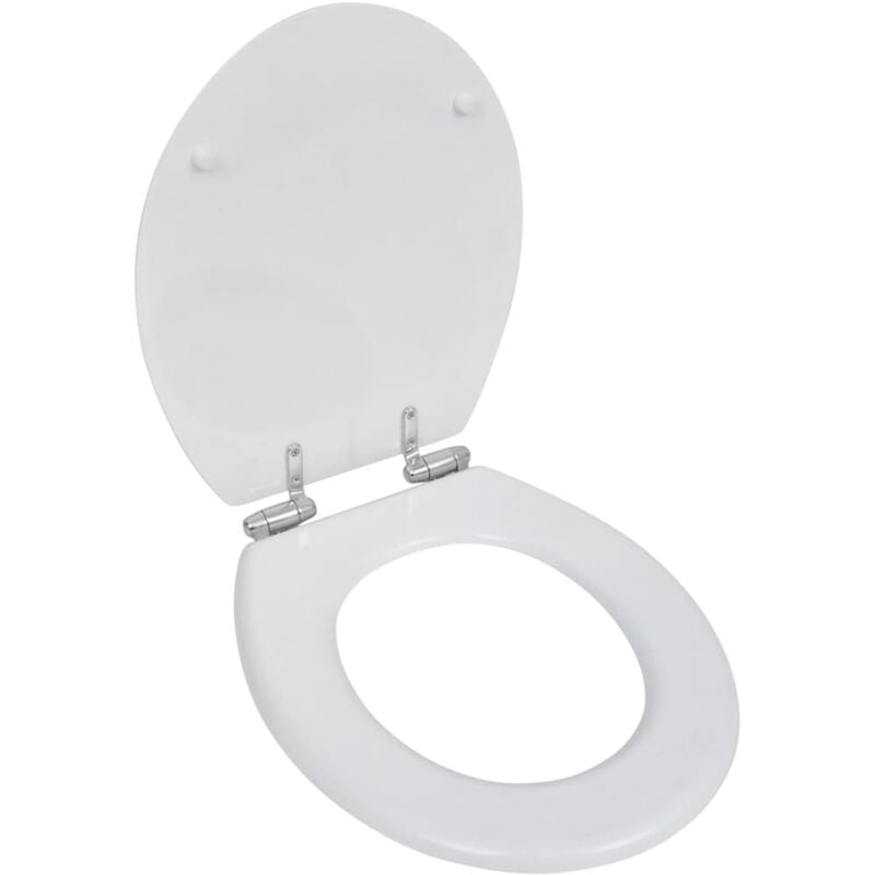 Asiento inodoro WC MDF tapa de cierre suave diseño blanco vidaXL