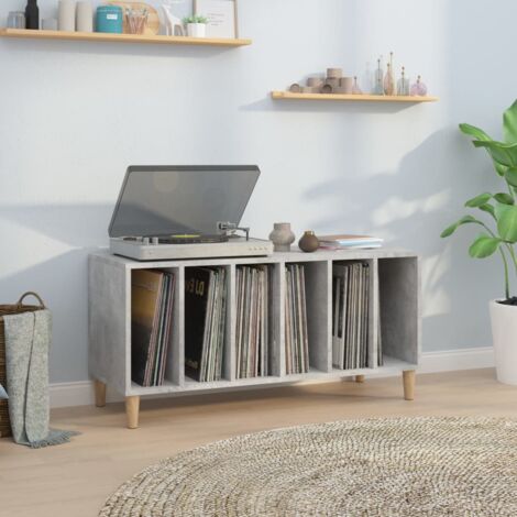 Mueble discos madera contrachapada gris hormigón 100x38x48 cm vidaXL