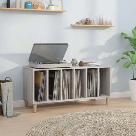 Mueble para discos madera contrachapada gris Sonoma 100x38x48cm vidaXL