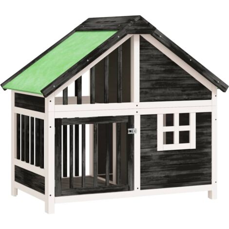 Caseta para perros madera maciza de pino gris 96x60,5x87 cm vidaXL