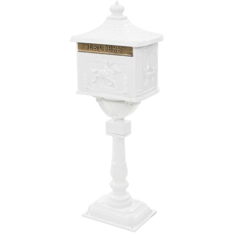 Buzón de pedestal de aluminio estilo vintage inoxidable blanco vidaXL