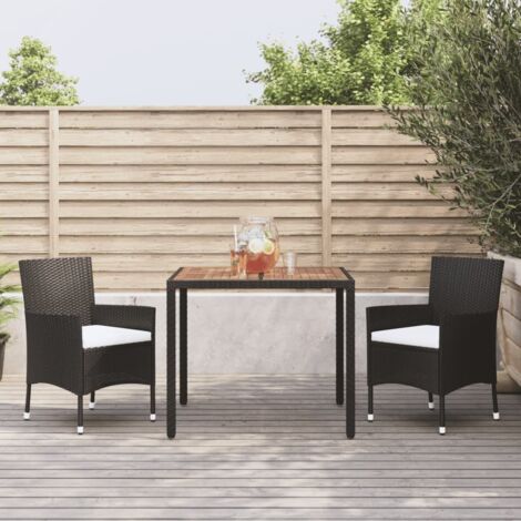 Set comedor de jardín 3 pzas con cojines ratán sintético negro vidaXL (1/5)