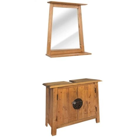 Vidaxl Juego De Muebles De Cuarto De Bano De Madera Reciclada De Pino Marron