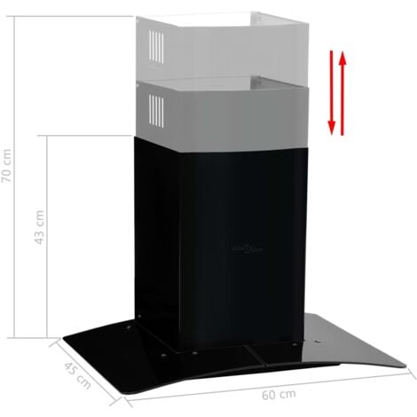 Campana extractora pared 60 cm acero inoxidable 756 m³/h negro vidaXL