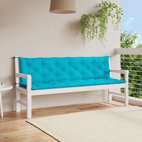 Cojines para banco de jardín 2 uds tela turquesa 200x50x7 cm vidaXL