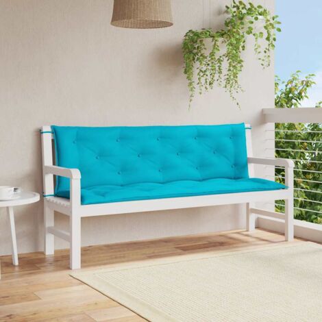 Cojines para banco de jardín 2 uds tela turquesa 150x50x7 cm vidaXL