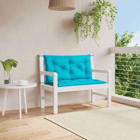 Cojines para banco de jardín 2 uds tela turquesa 100x50x7 cm vidaXL