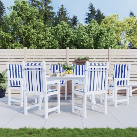 Cojines silla de respaldo bajo 6 uds tela a rayas azul y blanco vidaXL