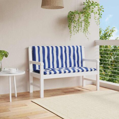 Cojines banco jardín 2 uds tela a rayas azul blanco 120x50x7 cm vidaXL